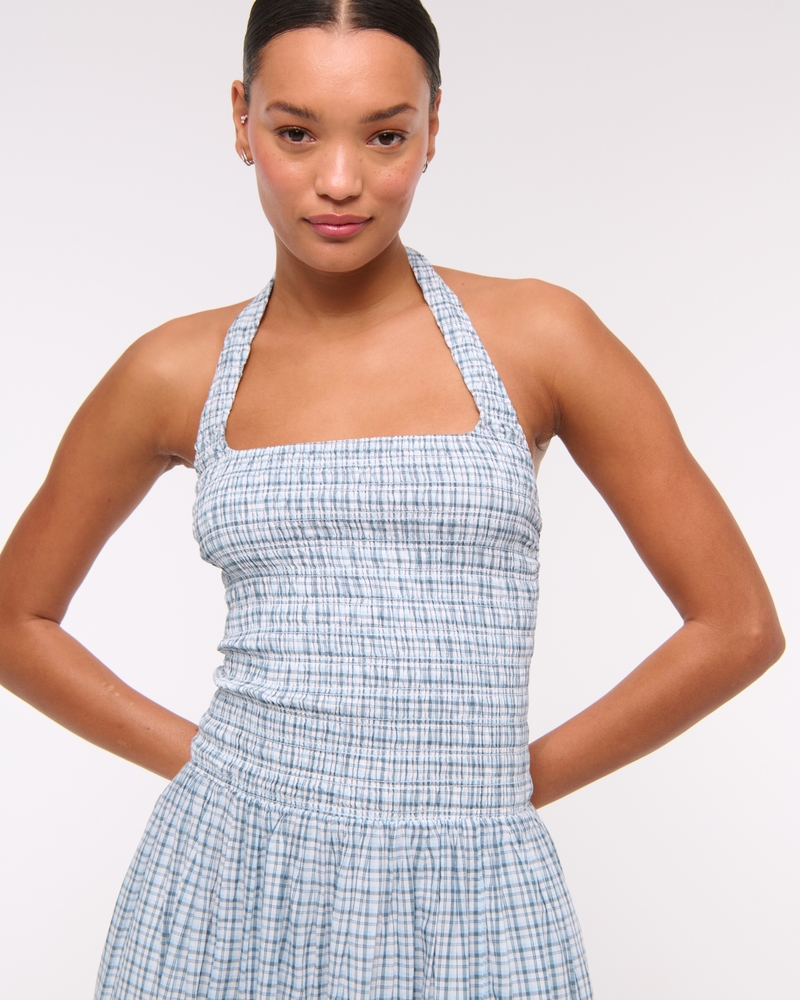 Drop-Waist Smocked Mini Dress