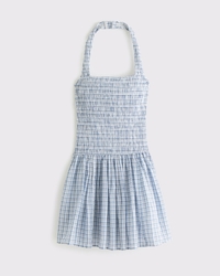 Drop-Waist Smocked Mini Dress