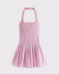Drop-Waist Smocked Mini Dress