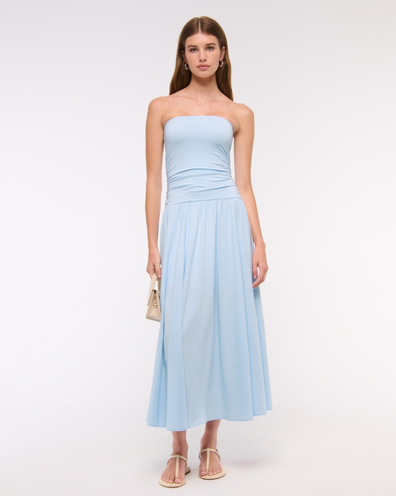 Premium Linen High-Neck Maxi Dress