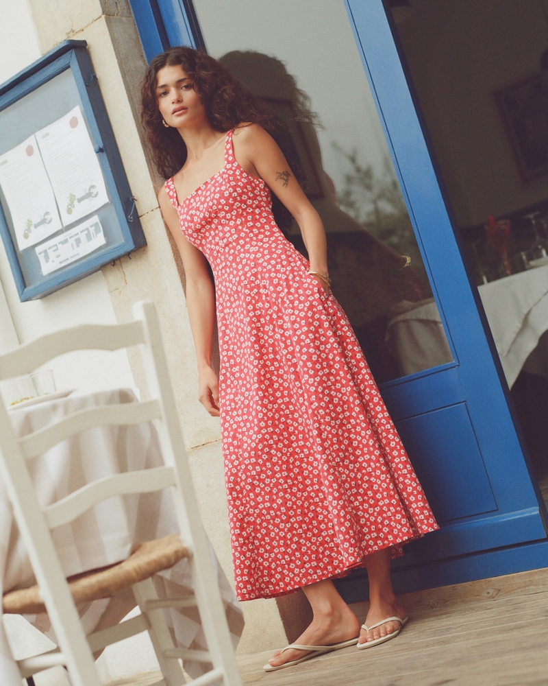 The A&F Mila Denim Midi Dress