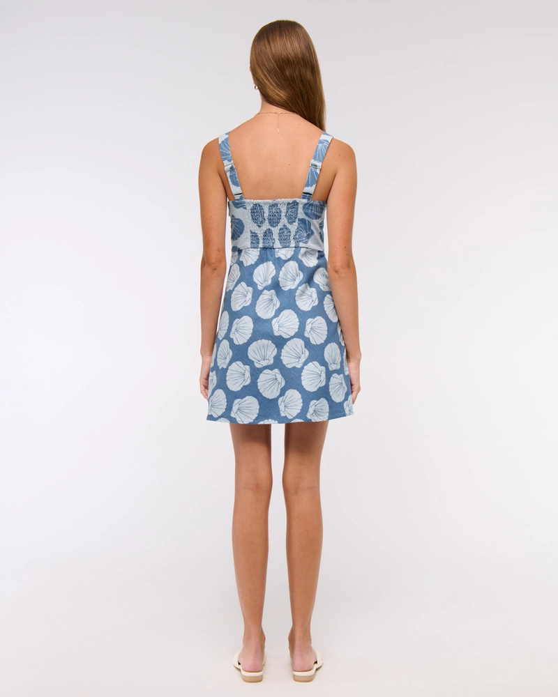 V-Neck Linen-Blend Mini Dress