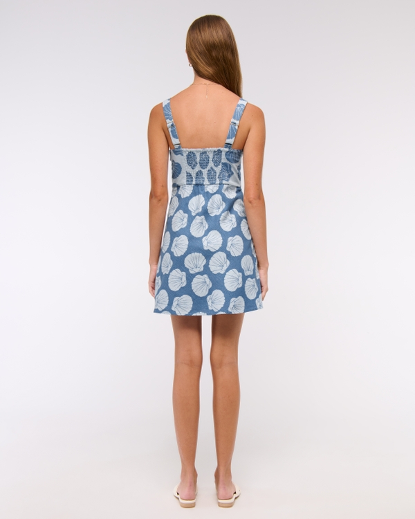 V-Neck Linen-Blend Mini Dress
