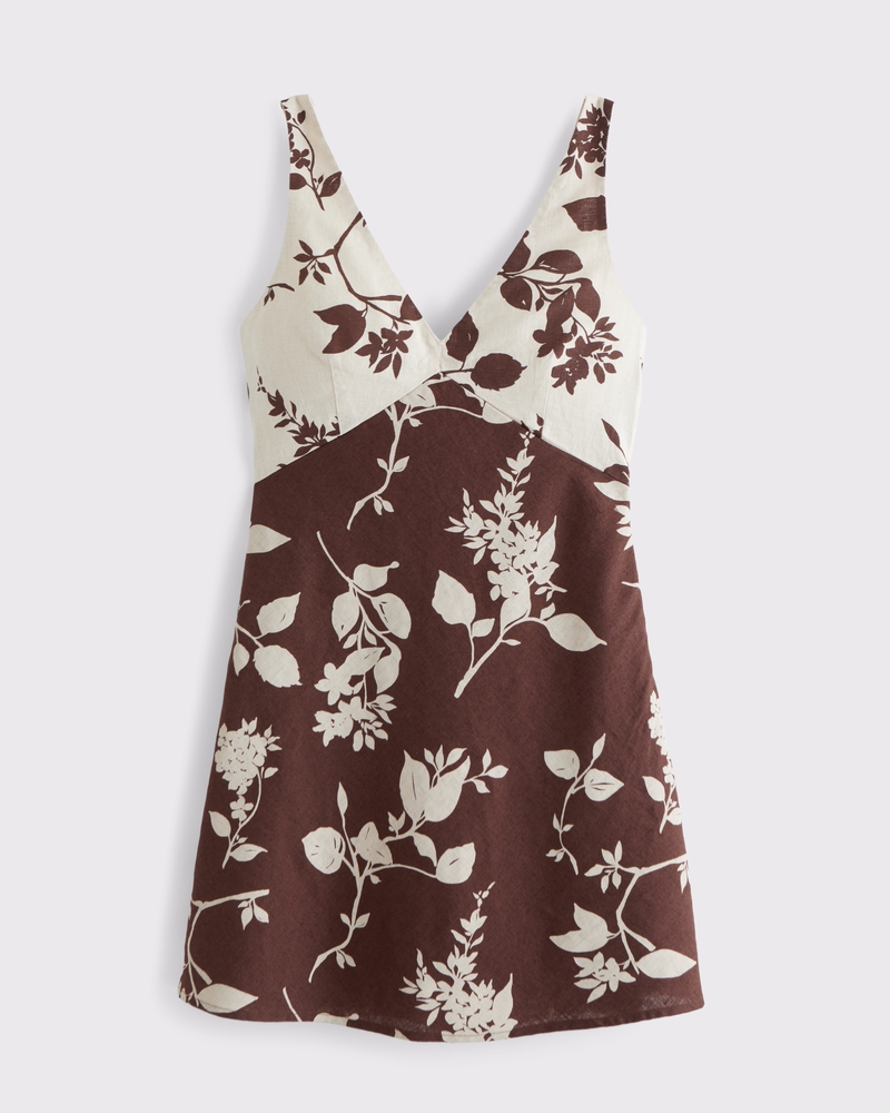 Women's V-Neck Linen-Blend Mini Dress | Women's Dresses