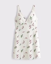 V-Neck Linen-Blend Mini Dress