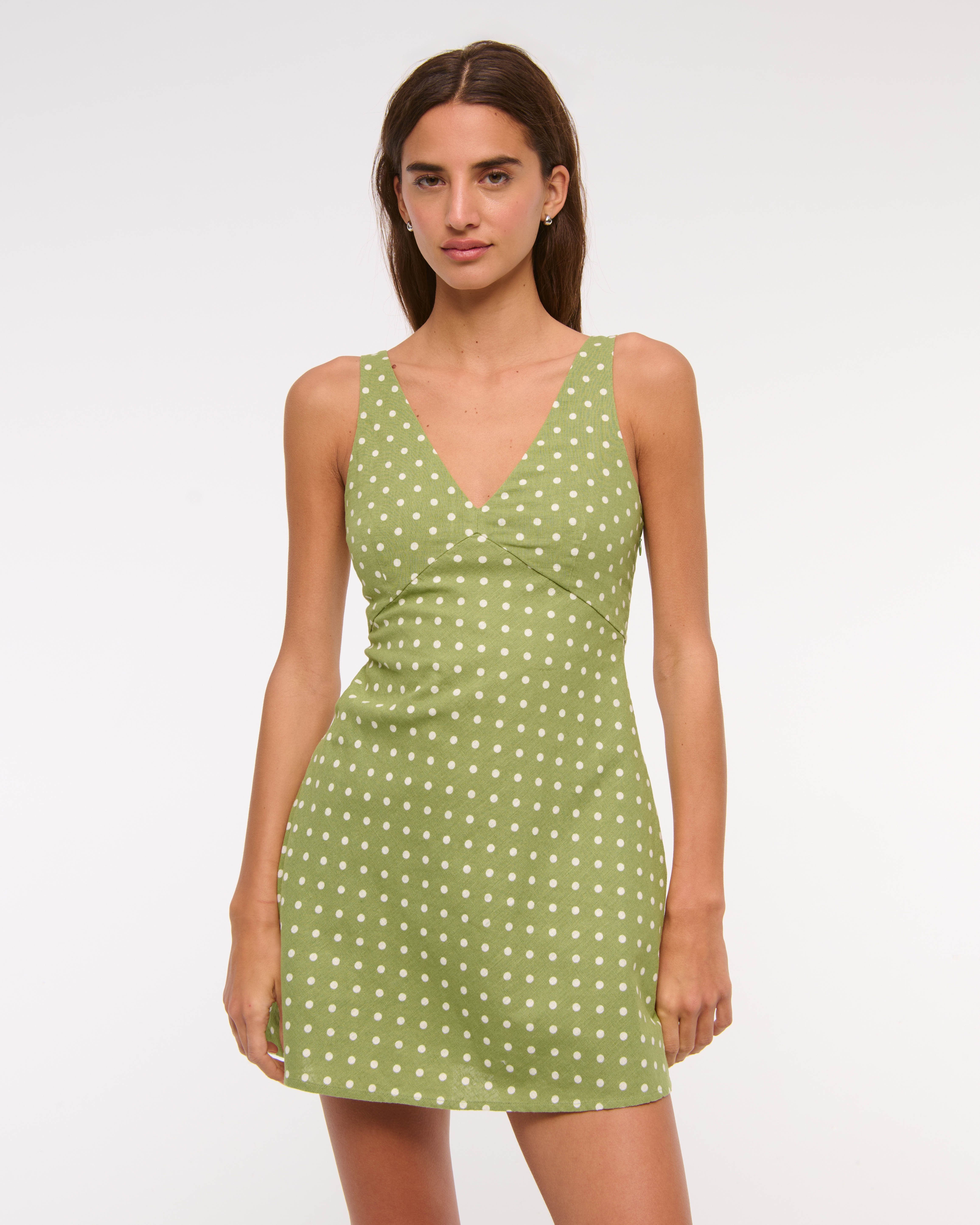 Women's V-Neck Linen-Blend Mini Dress | Women's Clearance