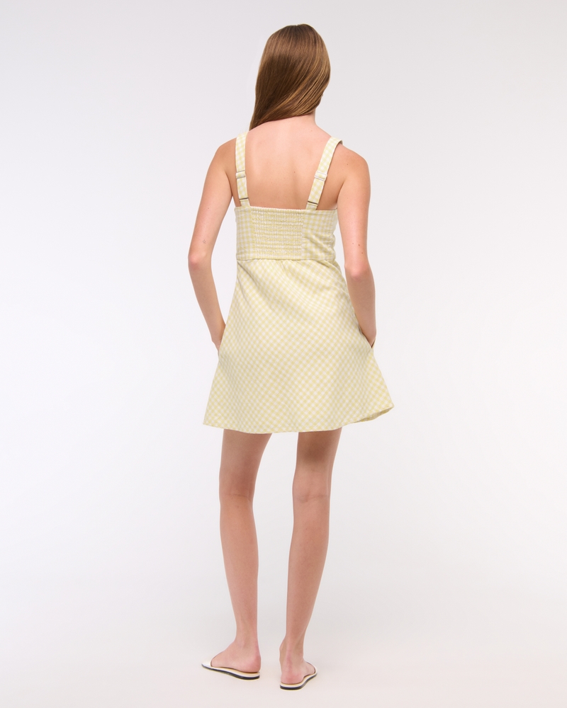 V-Neck Linen-Blend Mini Dress