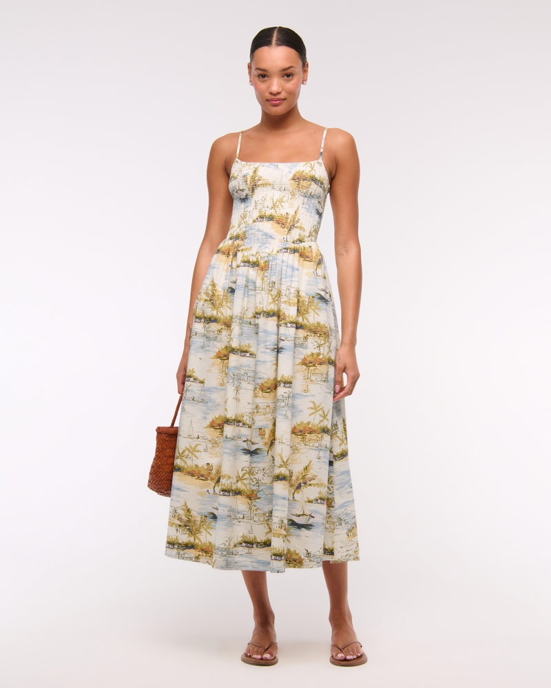 Dipped-Waist Sweetheart Maxi Dress