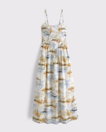 A&F Sydney Smocked Dipped-Waist Midi Dress