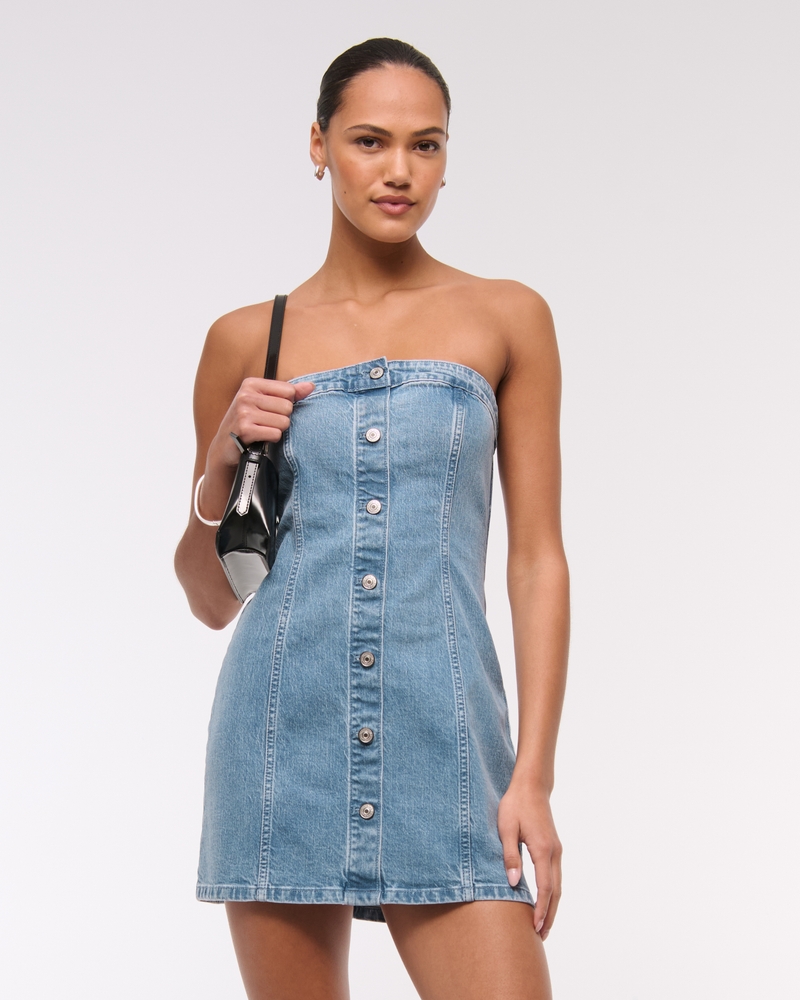 The A&F Mara Strapless Denim Mini Dress — Image 8