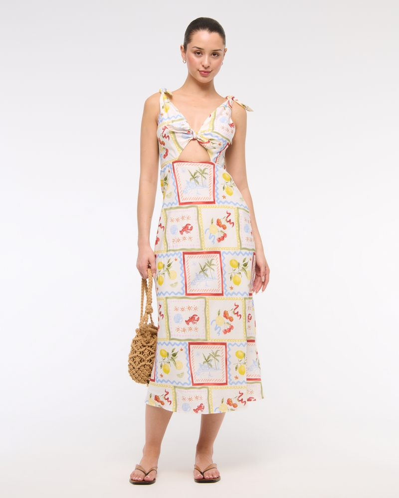 Tie-Front Scarf Midi Dress