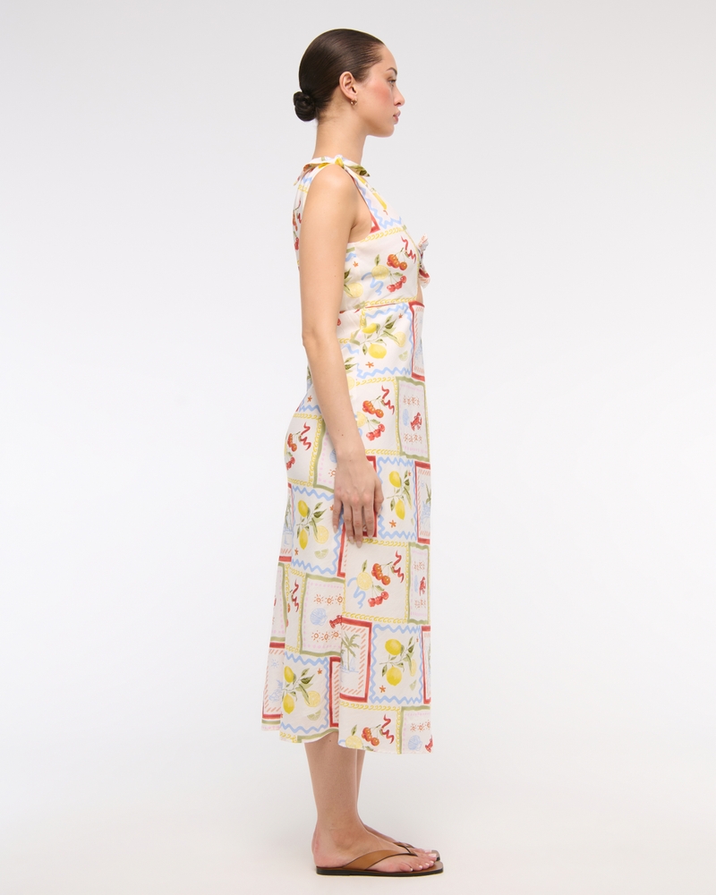 Tie-Front Scarf Midi Dress