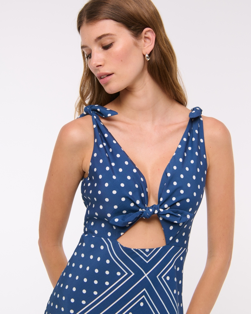 Tie-Front Scarf Midi Dress