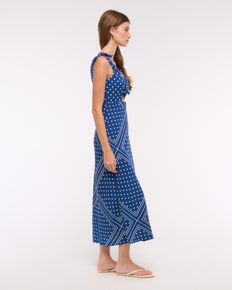 Tie-Front Scarf Midi Dress