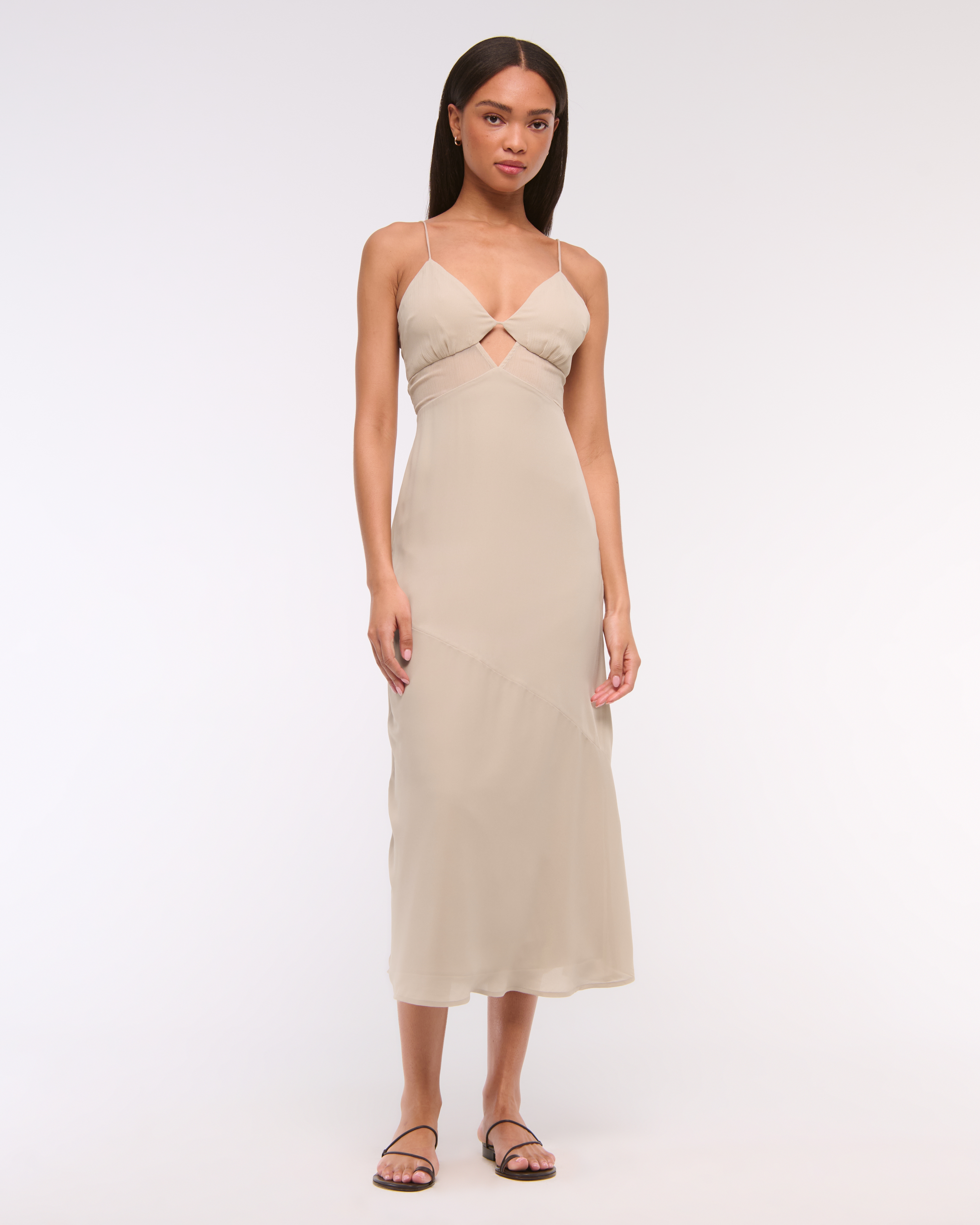 Женские платья Abercrombie & Fitch Tie-Back Sheer Slip Midi Dress — фото 2