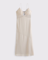 Tie-Back Sheer Slip Midi Dress