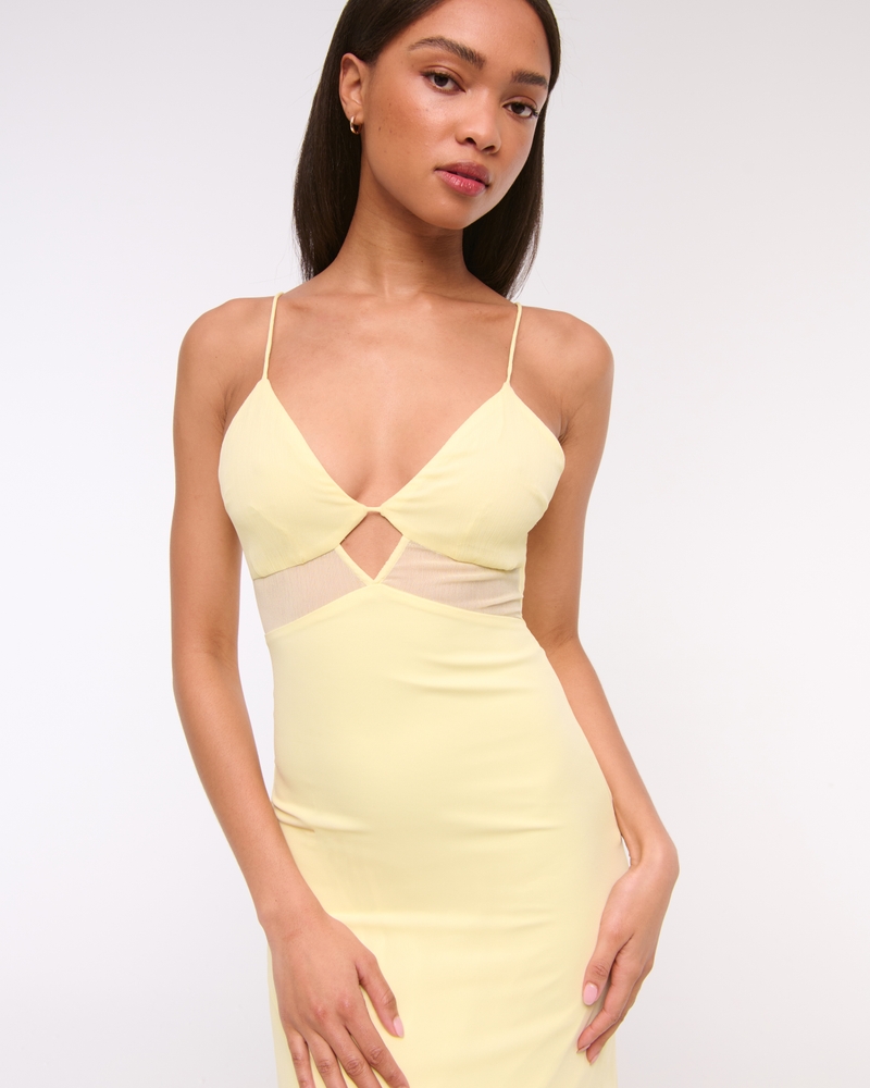 Tie-Back Sheer Slip Midi Dress