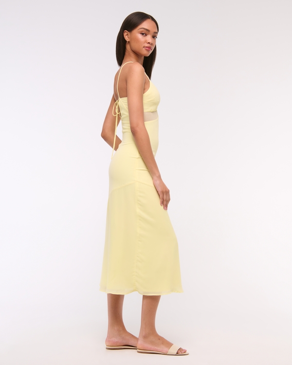 Tie-Back Sheer Slip Midi Dress
