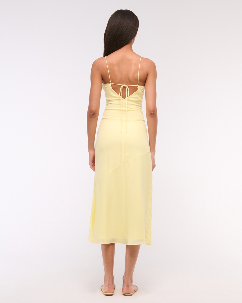 Tie-Back Sheer Slip Midi Dress