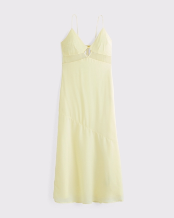 Tie-Back Sheer Slip Midi Dress
