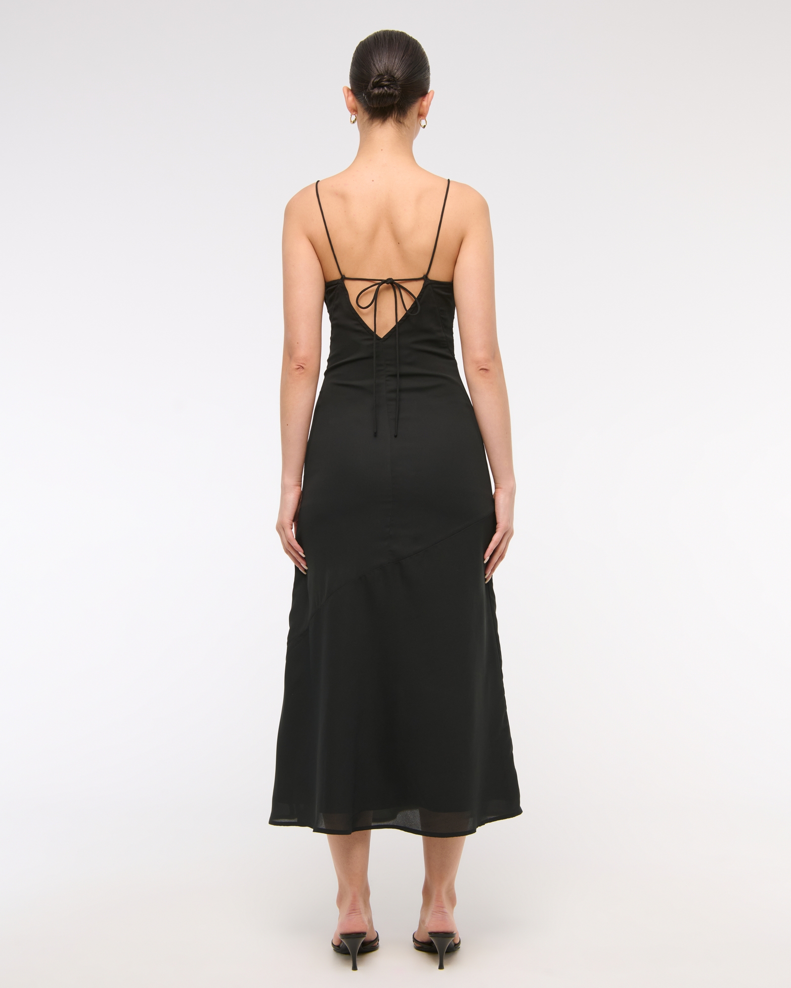 Tie-Back Sheer Slip Midi Dress