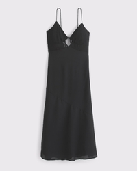 Tie-Back Sheer Slip Midi Dress