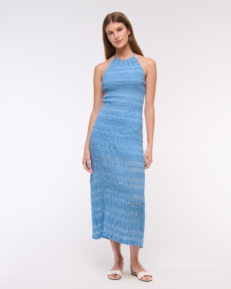 Halter Ruched Maxi Dress