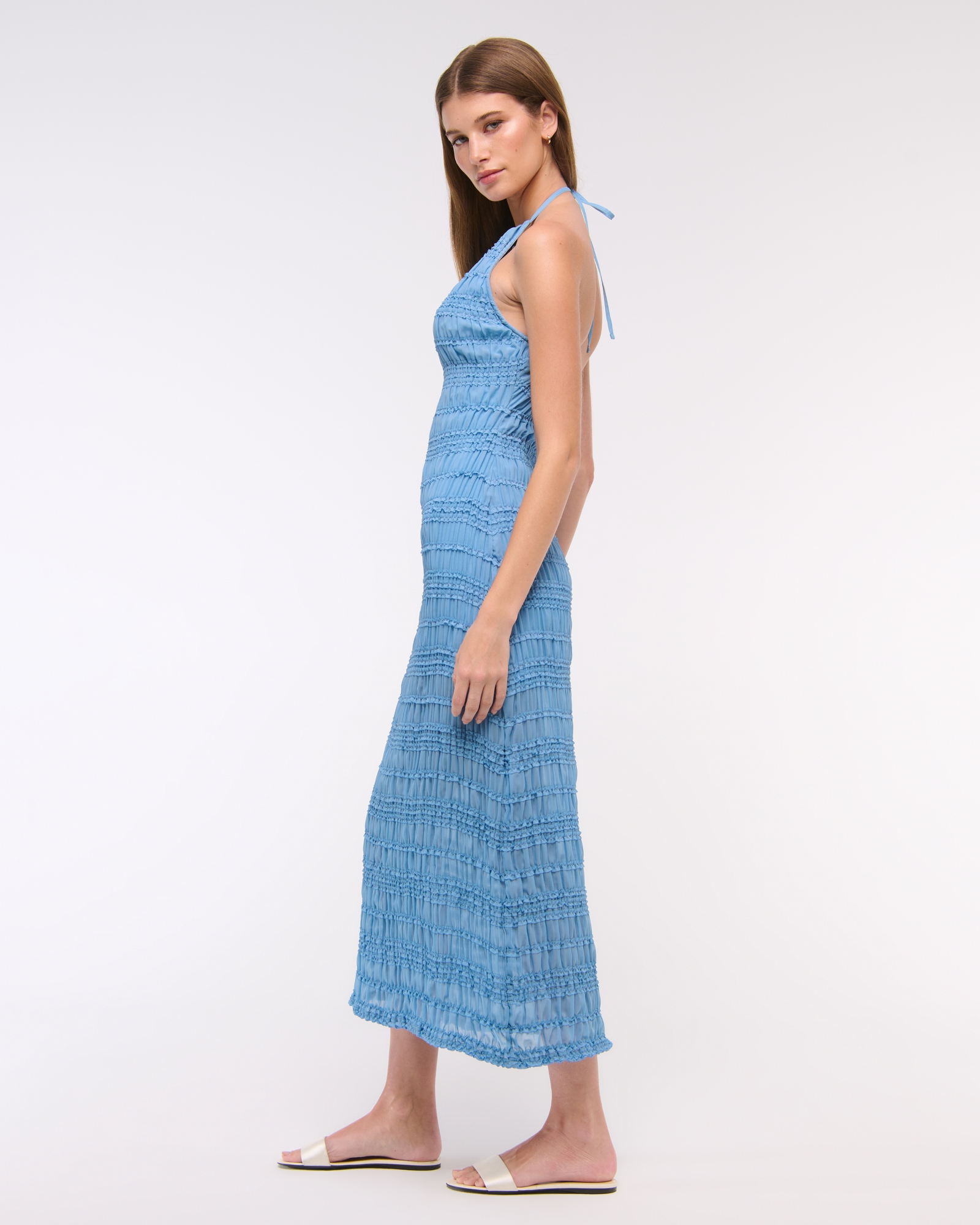 Halter Ruched Maxi Dress
