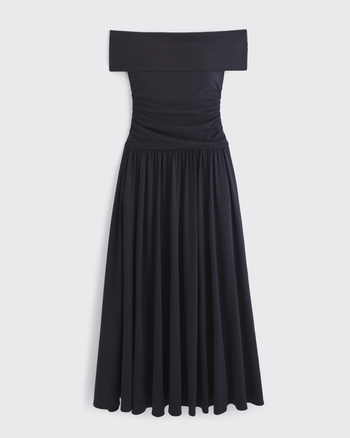 Femme Robe maxi en tricot à épaules dégagées | Femme Robes et combinaisons | Abercrombie.com