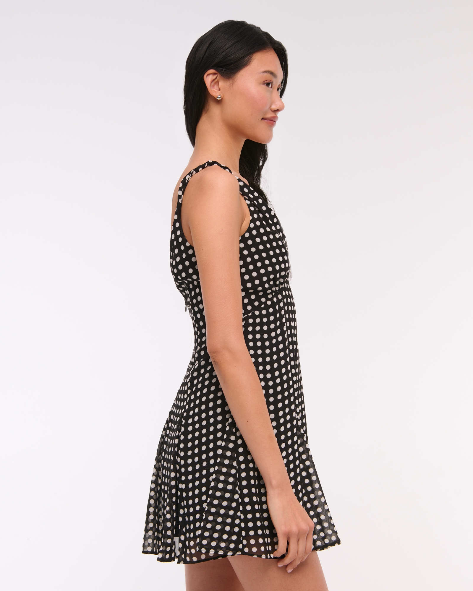 V-Neck Twist Godet Mini Dress