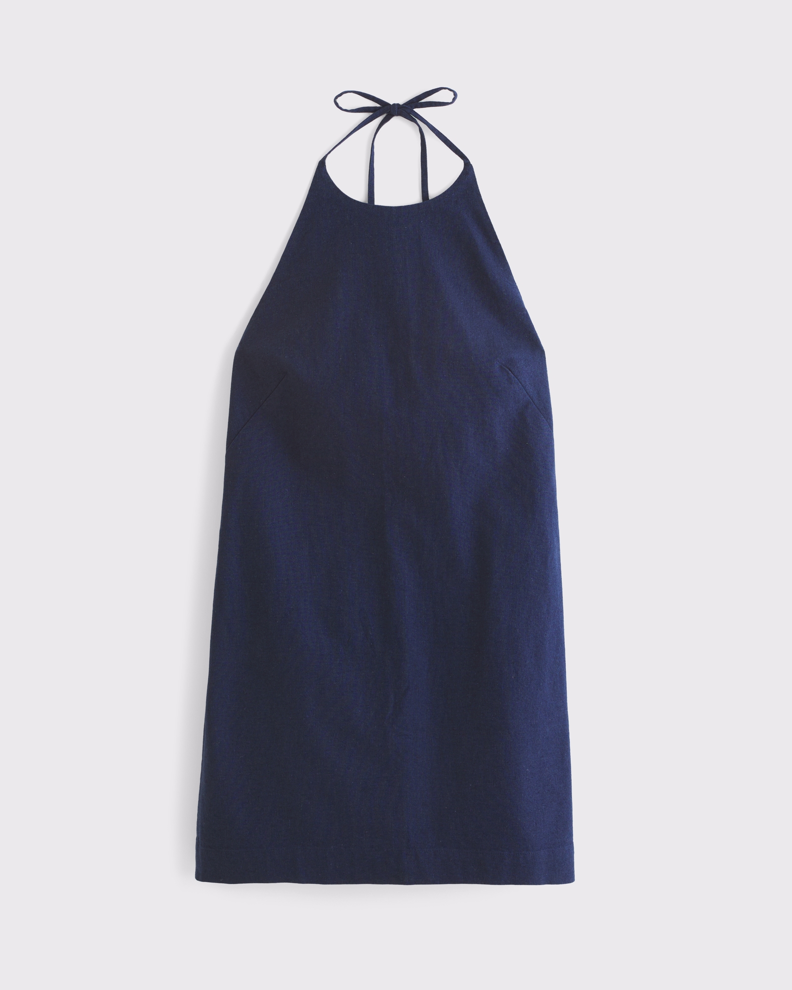 Open-Back Halter Linen-Blend Mini Dress