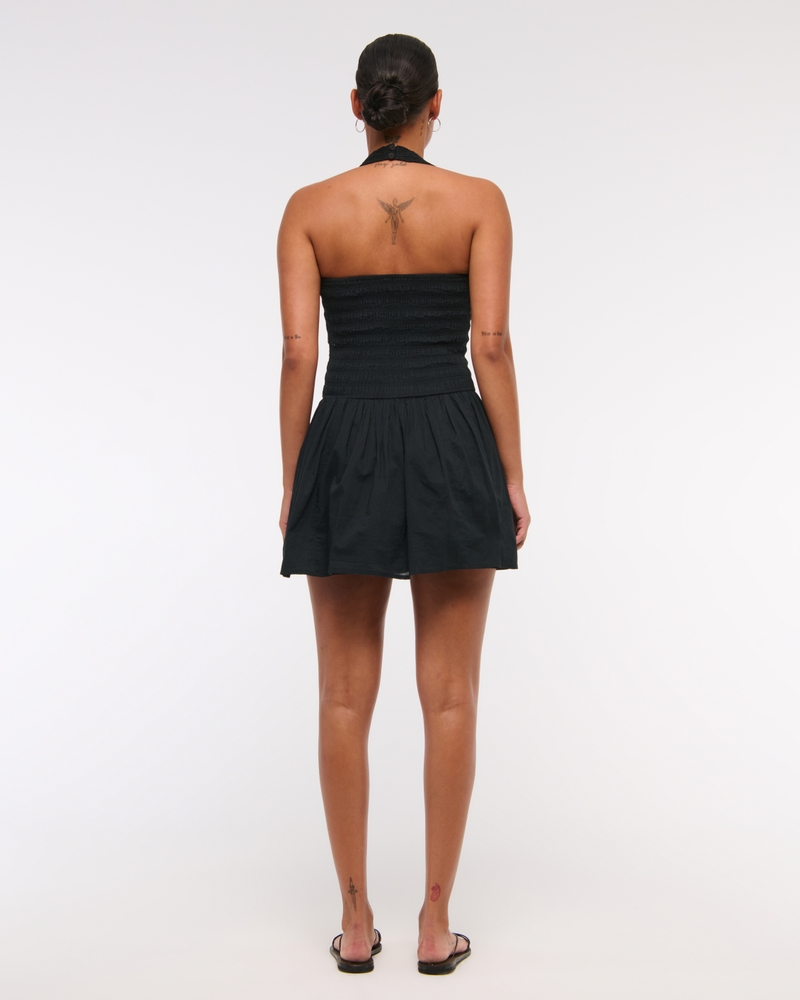 Drop-Waist Smocked Mini Dress