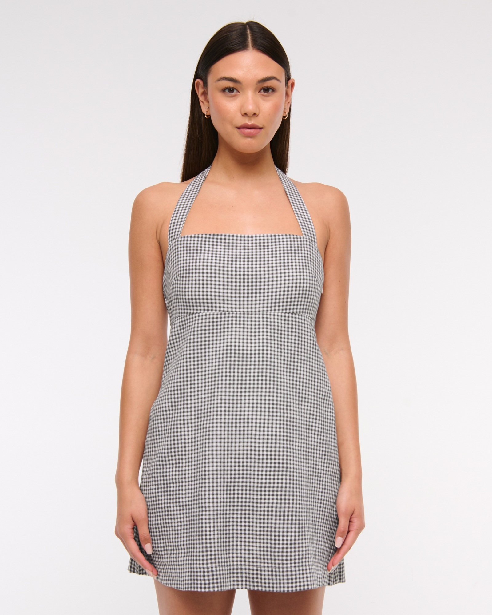 Halter Linen-Blend Mini Dress