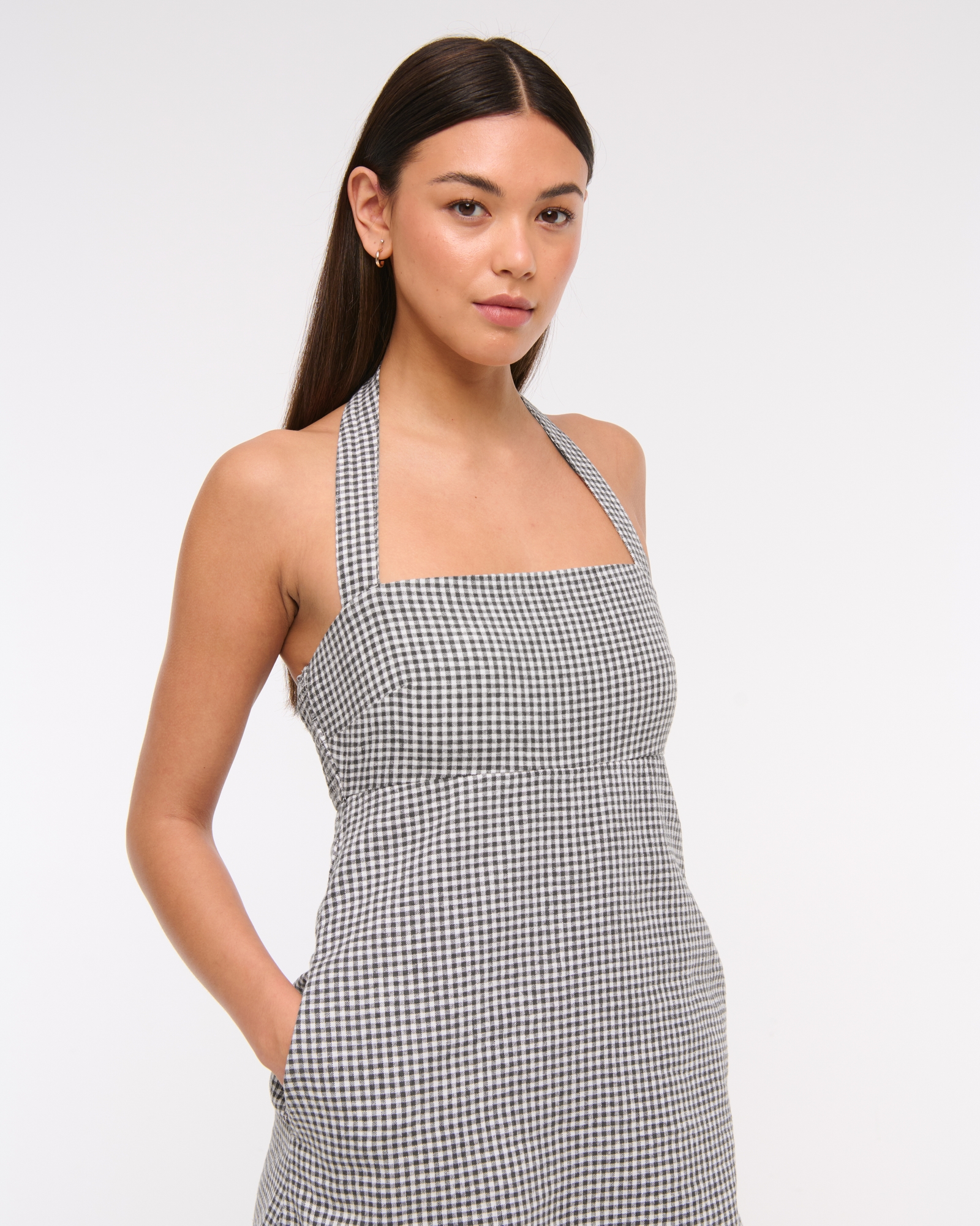 Halter Linen-Blend Mini Dress