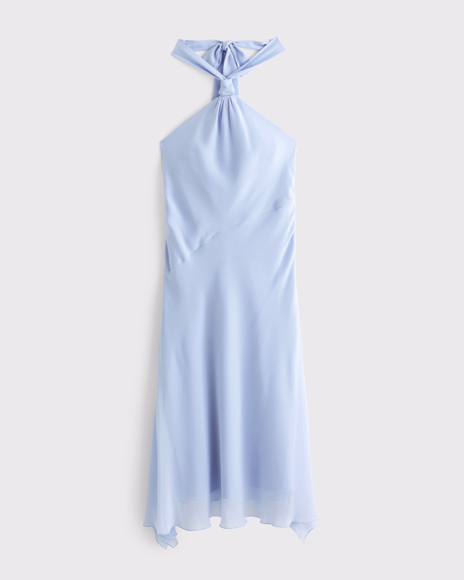 Halter Asymmetrical Hem Midi Dress
