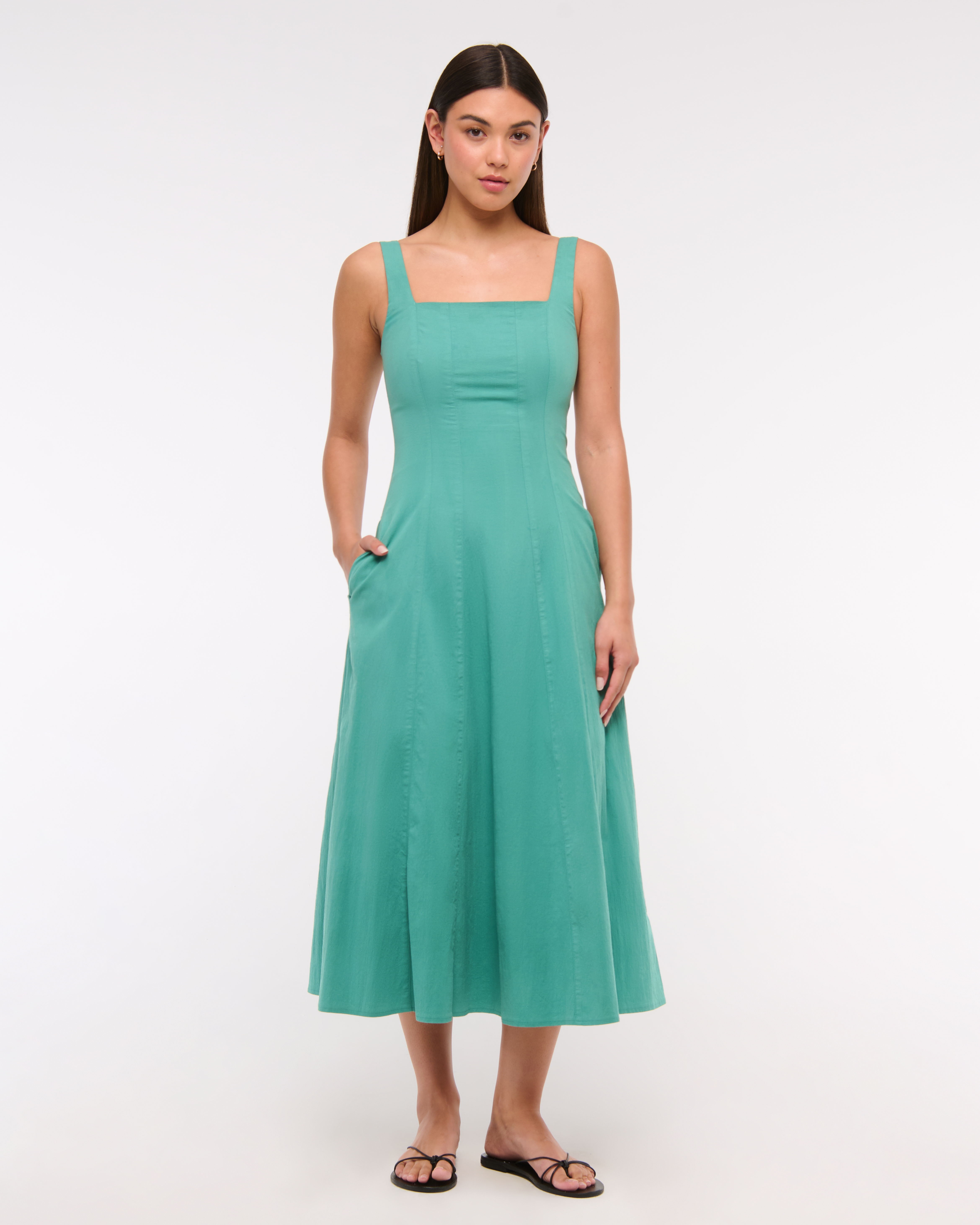 Abercrombie & Fitch The A&f Mila Midi Dress In Green