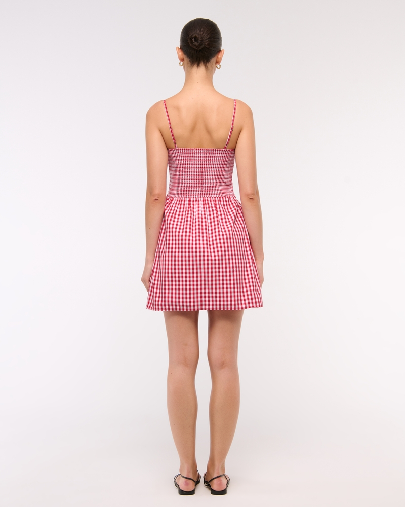 Dipped-Waist Smocked Mini Dress