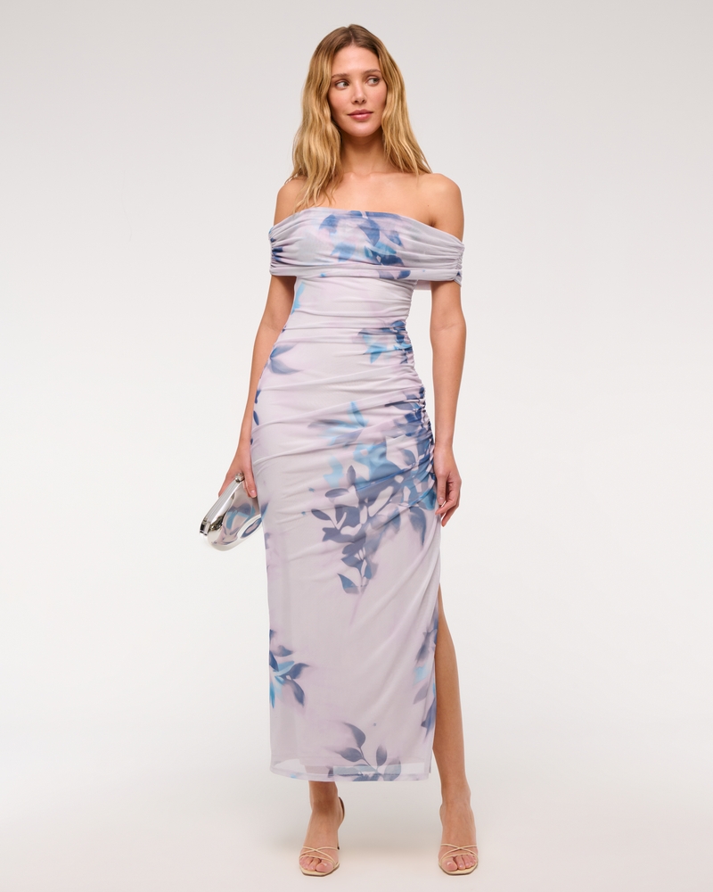 Mesh Draped Maxi Dress