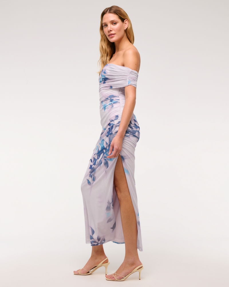 Mesh Draped Maxi Dress