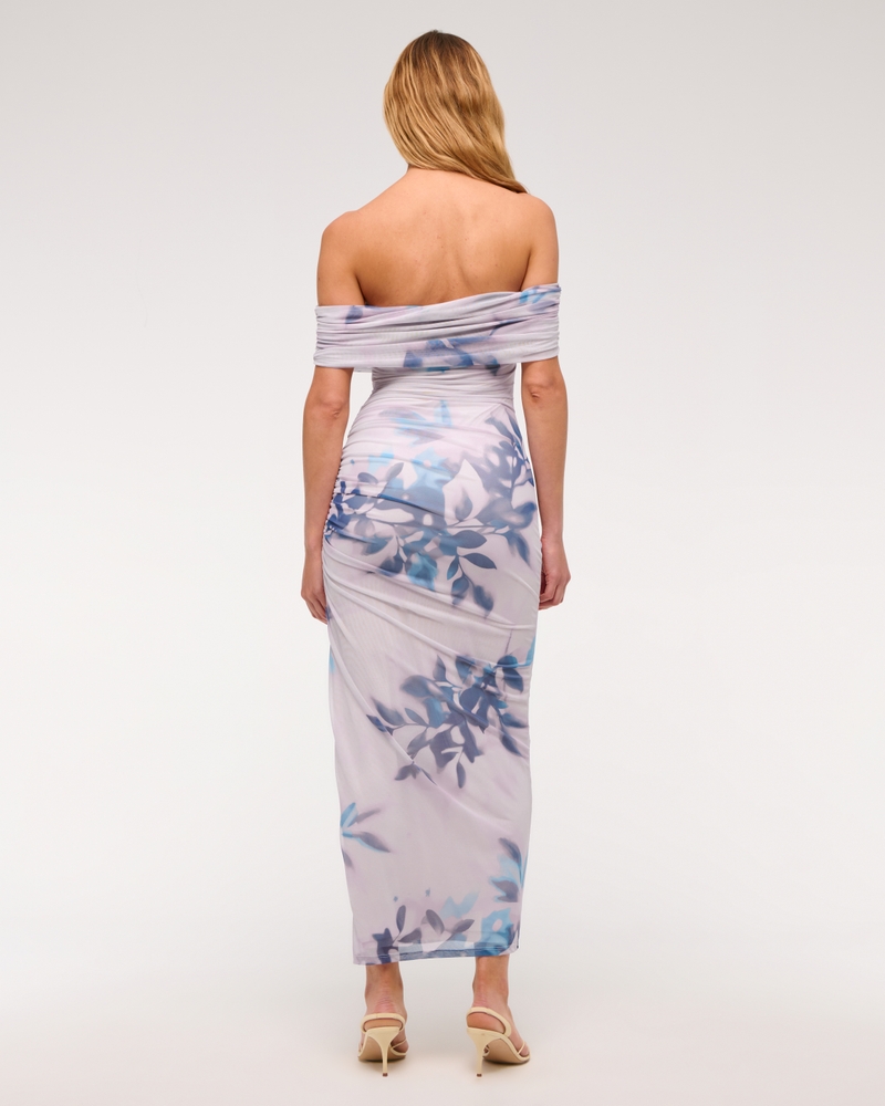 Mesh Draped Maxi Dress