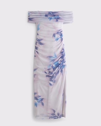 Mesh Draped Maxi Dress