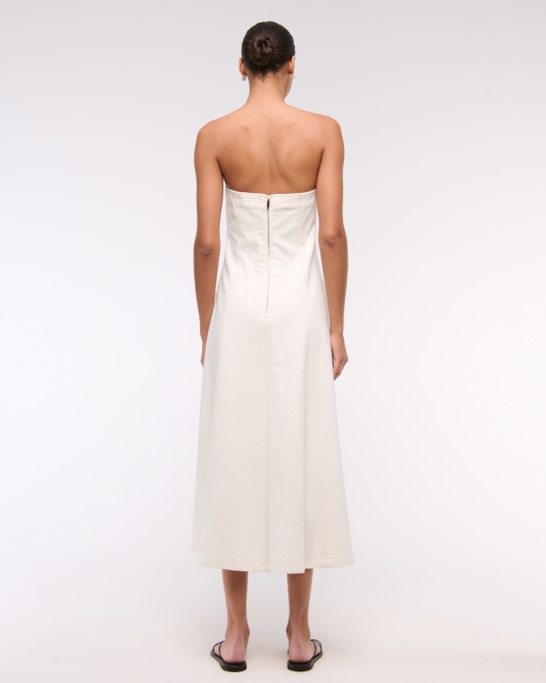 The A&F Mila Strapless Denim Midi Dress