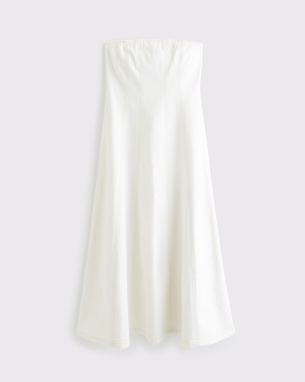 The A&F Mila Strapless Denim Midi Dress