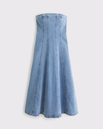 The A&F Mila Strapless Denim Midi Dress