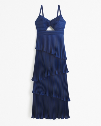 Women's The A&F Giselle Pleated Tiered Maxi Dress Women's Clearance