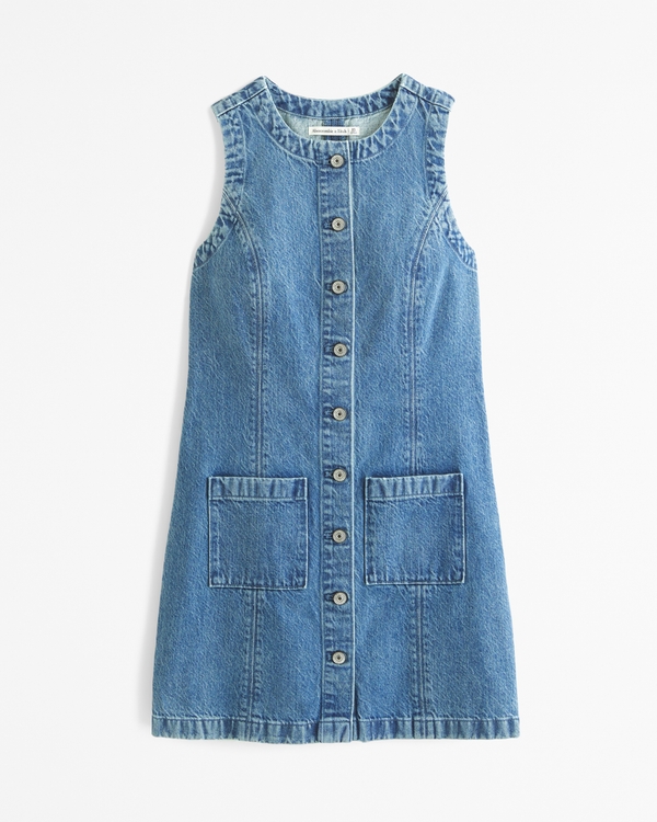 The A&F Mara High-Neck Denim Mini Dress, Medium