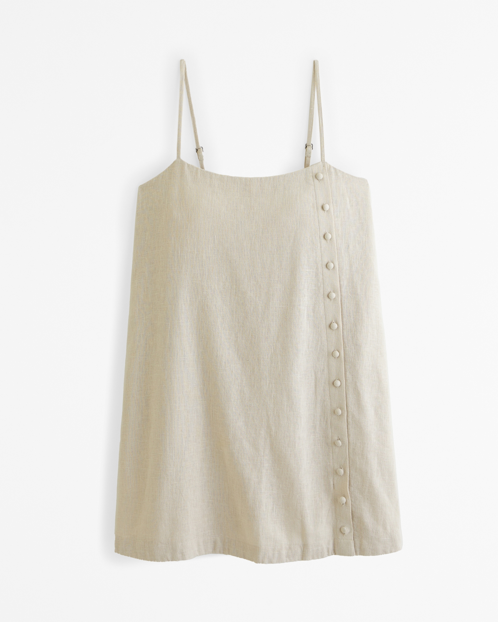 Linen-Blend Button Skort