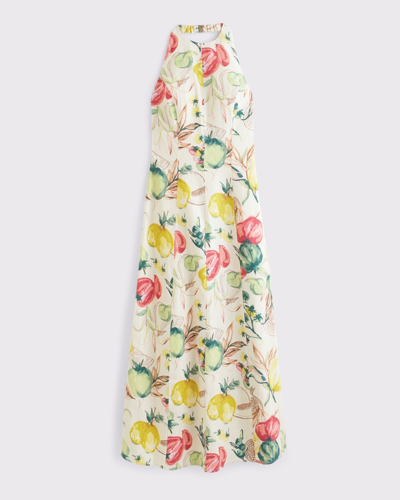 Floral Long spring Linen Dress 5985