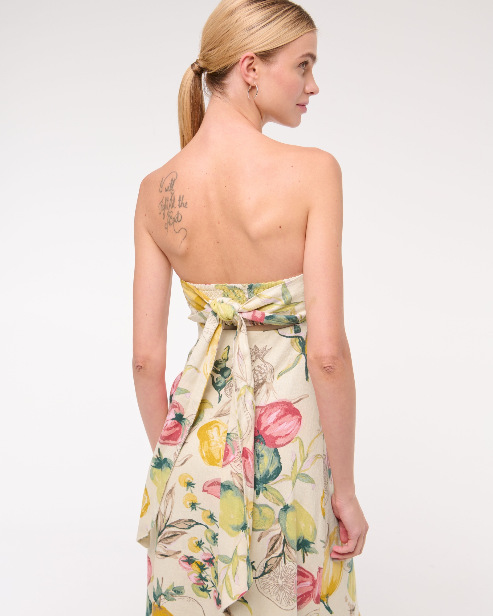 Premium Linen Strapless Babydoll Maxi Dress