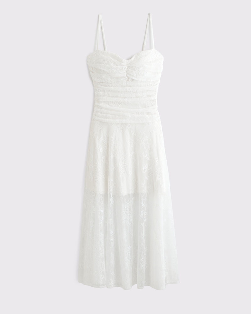 Drop-Waist Lace Midi Dress